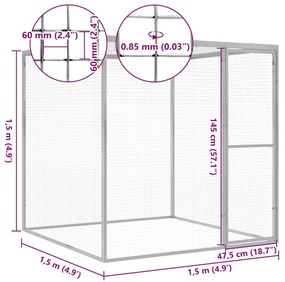 vidaXL Κλουβί Γάτας 1,5 x 1,5 x 1,5 μ. από Γαλβανισμένο Χάλυβα