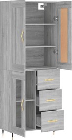 vidaXL Ντουλάπι Γκρι Sonoma 69,5 x 34 x 180 εκ. Επεξεργασμένο Ξύλο