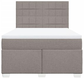 Κρεβάτι Boxspring με Στρώμα Taupe 140x200 εκ. Υφασμάτινο - Μπεζ-Γκρι