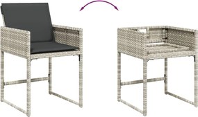 vidaXL Σετ Τραπεζαρίας Κήπου 15 τεμ. Αν. Γκρι Συνθ. Ρατάν με Μαξιλάρια