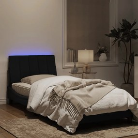 vidaXL Πλαίσιο Κρεβατιού με LED Μαύρο 90x200 εκ. Βελούδινο