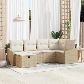 vidaXL Σετ Καναπέ με μαξιλάρι Μπεζ και Κρέμα συνθετικό ρατάν