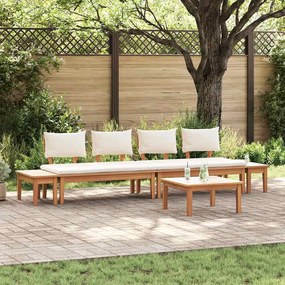 vidaXL Σετ Παγκάκι Κήπου 5 pcs Καφέ, Κρέμα Πολυ rattan, βαμμένο ατσάλι