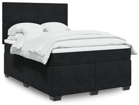 vidaXL Κρεβάτι Boxspring με Στρώμα Μαύρο 160x200 εκ. Βελούδινο