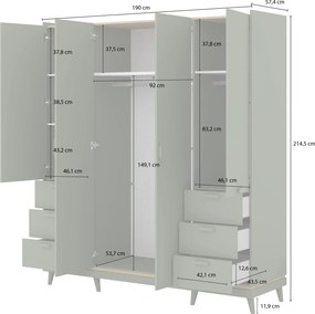 Ντουλάπα Andi-Πράσινο-Μήκος: 190εκ