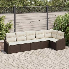 vidaXL Σέτ φαγητού για κήπο με μαξιλάρι 6 pcs Καφέ, Κρέμα