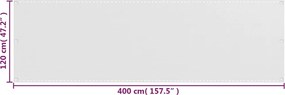 vidaXL Διαχωριστικό Βεράντας Λευκό 120 x 400 εκ. από HDPE