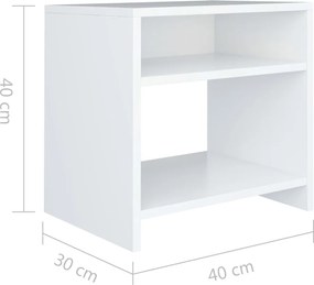 vidaXL Κομοδίνο Λευκό 40 x 30 x 40 εκ. από Επεξ. Ξύλο
