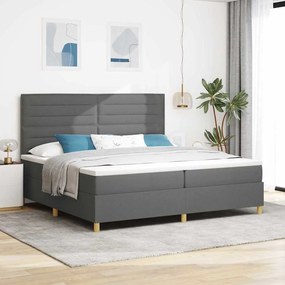vidaXL Κρεβάτι Box Spring με Στρώμα & LED Γκρι Σκοτεινό 200x200 εκ Υφασμάτινο