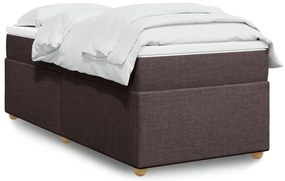 vidaXL Κρεβάτι Boxspring με Στρώμα Σκούρο Καφέ 90x200 εκ. Υφασμάτινο