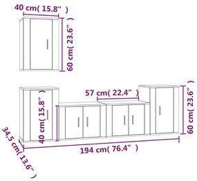 vidaXL Σετ Επίπλων Τηλεόρασης 5 Τεμαχίων Sonoma Δρυς Επεξ. Ξύλο