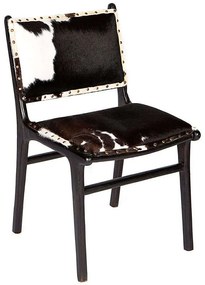 Καρέκλα Δερμάτινη Teak Αγελάδα 7900-1 66x55x97cm Black-White Supergreens