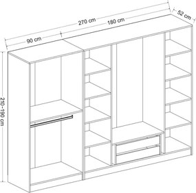 Εξαφυλλη Ντουλαπα Λευκο KALEO 52x270x210