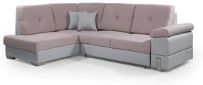Γωνιακός καναπές κρεβάτι Star με αποθηκευτικό χώρο, γκρι-ροζ 270x95x190cm Αριστερή γωνία – GUE-TED-001