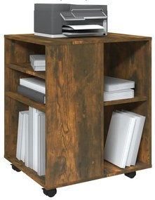 vidaXL Ντουλάπι Με Ροδάκια Καπνιστή Δρυς 60x53x72 εκ. Επεξεργ. Ξύλο