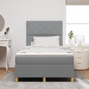 vidaXL Κρεβάτι Box Spring με Στρώμα & LED Ανοιχτό Γκρι 120x200 εκ. Ύφασμα