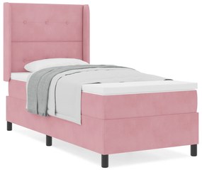 vidaXL κρεβάτι με τύπο box spring και στρώμα  Ροζ 90x190 εκ. Βελούδο
