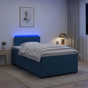 vidaXL Κρεβάτι box spring με στρώμα Μπλε 120 x 200 cm Βελούδο