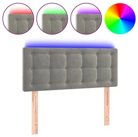 Κεφαλάρι Κρεβατιού LED Ανοιχτό Γκρι 90x5x78/88 εκ. Βελούδινο 3122082