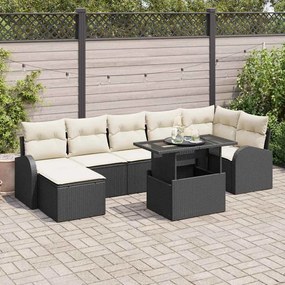 vidaXL Σετ Καναπέ Κήπου με μαξιλάρι 8 pcs Μαύρο και κρεμ