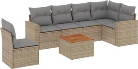 vidaXL Patio Sofa Set 6-θέσια Μικτό μπεζ και γκρι