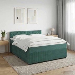 vidaXL Κρεβάτι box spring με στρώμα Σκούρο Πράσινο 180 x 200 cm