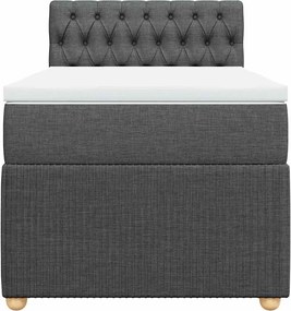 vidaXL Κρεβάτι Boxspring με Στρώμα Σκούρο Γκρι 90x190 εκ. Υφασμάτινο