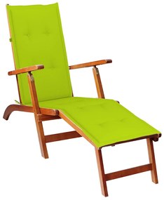 vidaXL Ξαπλώστρα Εξ. Χώρου με Υποπόδιο Μασίφ Ξύλο Ακακίας &amp; Μαξιλάρι