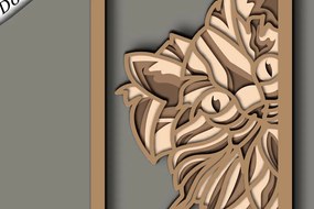 Σετ των 2 Intra απο ξύλο plywood 3mm-4mm πάχος Cat Multilayer 3D /Cat 3D Mandala Δίασταση 30x30 cm INTRAFABR-64564496