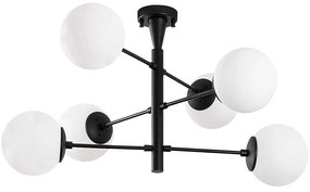Φωτιστικό Οροφής - Πλαφονιέρα Arge 942FLG2507 75x75x40cm 6xE14 40W Black Opviq
