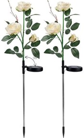 Φωτιζόμενα διακοσμητικά λουλούδια LED με ηλιακό πάνελ - 2pcs - 150333 - White