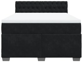 vidaXL Κρεβάτι Boxspring με Στρώμα Μαύρο 160x200 εκ. Βελούδινο