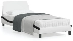 Πλαίσιο Κρεβατιού με Κεφαλάρι Λευκό/Μαύρο 80x200εκ Συνθ. Δέρμα