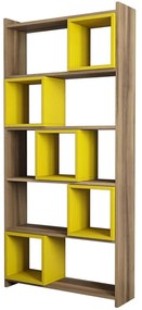 Βιβλιοθήκη Box 845HCT3604 80x22x170cm Walnut-Yellow