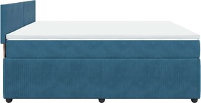 vidaXL Κρεβάτι Boxspring με Στρώμα Μπλε 180x200 εκ. Βελούδινο