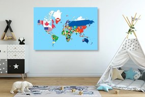 Εικόνα παγκόσμιο χάρτη με σημαίες - 60x40