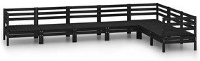 vidaXL Σαλόνι Κήπου Σετ 7 Τεμαχίων Μαύρο από Μασίφ Ξύλο Πεύκου