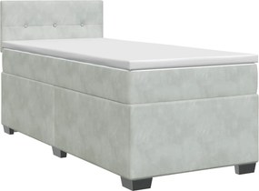 vidaXL Κρεβάτι box spring με στρώμα Ανοιχτό γκρι 100 x 200 cm Βελούδο