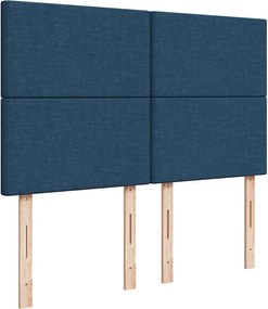 vidaXL Κρεβάτι Boxspring με Στρώμα Μπλε 140x190 εκ. Υφασμάτινο