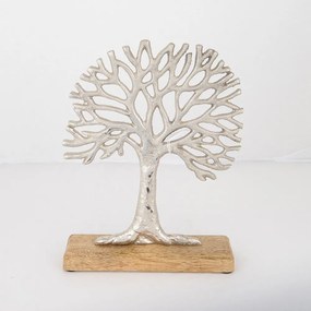 Επιτραπέζιο Διακοσμητικό Δέντρο 752-28548 21x5x28cm Silver-Natural Estheti Home Μέταλλο,Ξύλο