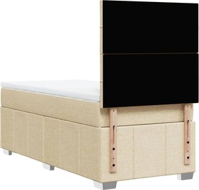 vidaXL Κρεβάτι Boxspring με Στρώμα Κρεμ 90x200 εκ.Υφασμάτινο