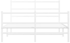 vidaXL Πλαίσιο Κρεβατιού με Κεφαλάρι/Ποδαρικό Λευκό 135x190εκ. Μέταλλο