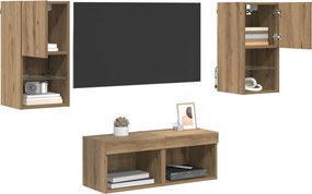 vidaXL Βάσεις τηλεόρασης 4 pcs Artisan Oak Επεξεργασμένο ξύλο