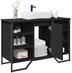vidaXL Ντουλάπι Νιπτήρα Μπάνιου Μαύρο 91x35x60 εκ. Επεξεργασμένο Ξύλο