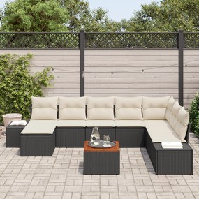 vidaXL Σετ Σαλονιού Κήπου 9 pcs Μαύρος, λευκός
