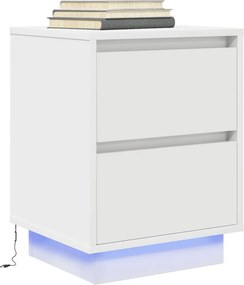 vidaXL Κομοδίνα με φώτα LED 2 τεμάχια Λευκό 38x34x50 cm
