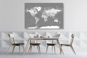 Εικόνα κομψό, vintage ασπρόμαυρο παγκόσμιο χάρτη - 60x40