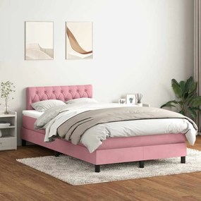vidaXL Box Spring κρεβάτι με στρώμα ροζ 120x220 cm Βελούδινο