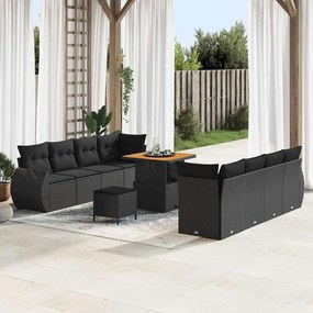 vidaXL Σετ Καναπέ Κήπου με αποθήκευση 11 pcs Μαύρο Πολυ ράταν