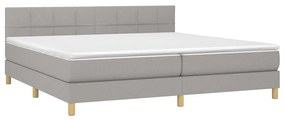 Κρεβάτι Boxspring με Στρώμα Ανοιχτό Γκρι 200x200 εκ. Υφασμάτινο - Γκρι